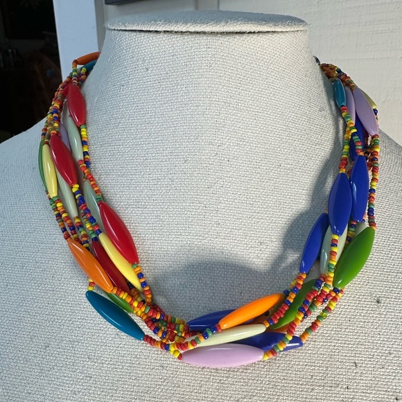 Multi colored summertime torsade style necklace - Picture 1 of 5